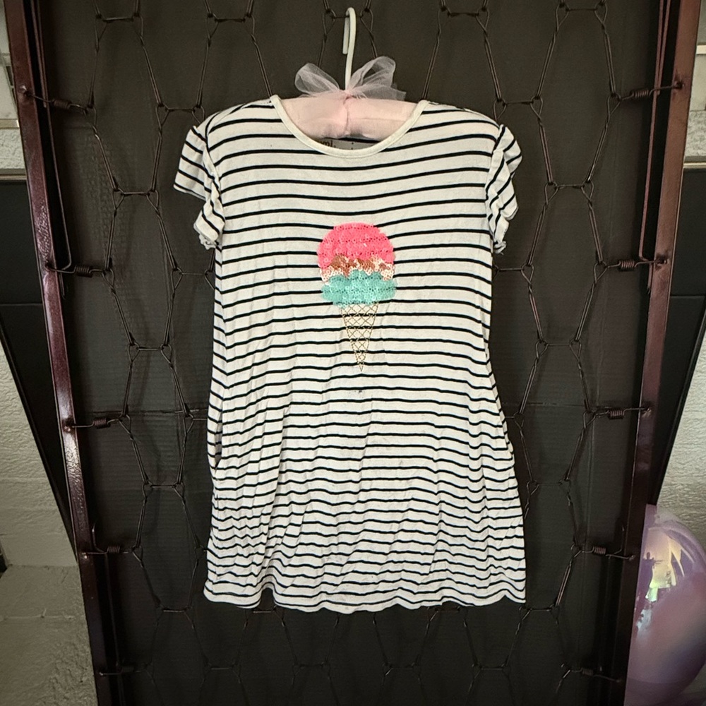 Rumi and Ryder Black and White Striped Ice Cream dress with pockets